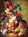 ₴ Репродукція натюрморт від 325 грн.: Квіти та фрукти