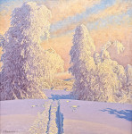 ₴ Картина пейзаж художника от 313 грн.: Лижна доріжка у зимовому пейзажі