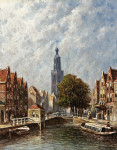 ₴ Картина городской пейзаж художника от 145 грн.: Вид на город с башней Синт Янскерк