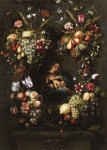 ₴ Картина натюрморт відомого художника від 160 грн.: Богоматір і немовля Ісус у вінку