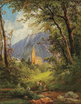 ₴ Картина пейзаж художника від 209 грн.: Маленька церква в горах