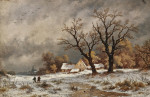 ₴ Репродукція краєвид від 211 грн.: Зимовий пейзаж з збирачів хмизу перед селом