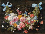 ₴ Репродукція натюрморт від 241 грн.: Квіти закріплені двома синіми стрічками