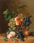 ₴ Репродукція натюрморт від 242 грн.: Натюрморт з фруктами, срібною чашею та квітами
