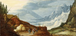 ₴ Репродукція краєвид від 169 грн.: Гірський краєвид з мандрівниками