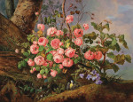 ₴ Репродукція натюрморт від 198 грн.: Натюрморт з троянд з метеликом, бабкою та птицею