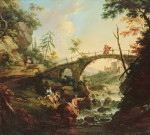 ₴ Репродукция пейзаж от 372 грн.: Пейзаж с мостом и рыбаком