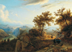 ₴ Картина пейзаж художника від 180 грн.: Південний пейзаж з фігурами
