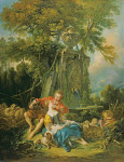 ₴ Картина пейзаж відомого художника від 198 грн.: Пастораль з парою біля фонтану