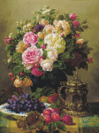₴ Купить натюрморт известного художника от 157 грн.: Букет роз и фрукты на столе