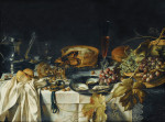 ₴ Купити натюрморт відомого художника від 194 грн.: Натюрморт з пирогом, кошиком винограду, олов'яним глечиком і годинником