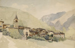 ₴ Картина пейзаж художника від 174 грн.: Село в гірському пейзажі