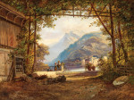 ₴ Картина пейзаж художника от 199 грн.: Семейная идиллия у озера в Северной Италии