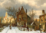 ₴ Картина міський пейзаж відомого художника від 194 грн.: Місто взимку з фігурами