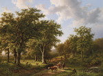₴ Картина пейзаж відомого художника від 185 грн.: Лісовий пейзаж з пастухами і коровами