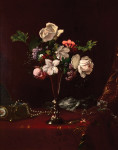 ₴ Картина натюрморт відомого художника від 209 грн.: Різні квіти зі скринькою і перлами