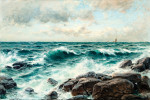 ⚓Репродукція морський краєвид від 184 грн.: розбиваються хвилі на узбережжі