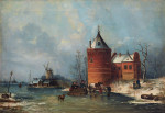 ₴ Репродукция пейзаж от 293 грн.: Голландский канал зимой