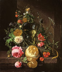₴ Картина натюрморт відомого художника від 235 грн.: Квіткова гірлянда навколо беркмейера на виступі