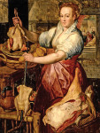 ₴ Репродукция бытового жанра от 252 грн.: Кухонна служниця готує м'ясо, Хрістс в будинку Марії і Марфи на віддалі