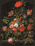 ₴ Репродукция натюрморт от 404 грн.: Цветы в металлической вазе