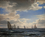 ⚓Картина морський пейзаж художника від 273 грн.: Вітрильні кораблі в протоці на південь від Кронборга
