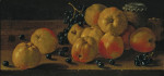 ₴ Картина натюрморт відомого художника від 168 грн.: Яблука, виноград та горщик з варенням