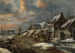 ₴ Картина пейзаж художника від 229 грн.: Зимовий пейзаж з конем і санями