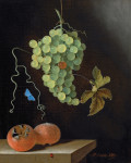 ₴ Купити натюрморт відомого художника від 242 грн.: Натюрморт з висить гроном винограду, мушмулою та метеликом
