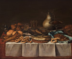 ₴ Картина натюрморт відомого художника від 259 грн.: Натюрморт з рибою, хлібом та глечиками