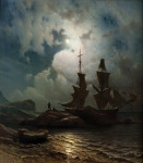 ⚓Репродукция морской пейзаж от 277 грн.: Лунный свет на побережье Норвегии