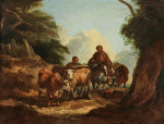 ₴ Репродукція краєвид від 241 грн.: Пастухи зі худобою на ґрунтовій дорозі