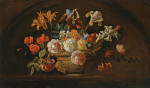₴ Репродукція натюрморт від 193 грн.: Квіти у вазі на мармуровій полиці