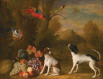₴ Репродукція натюрморт від 247 грн.: Краєвид з екзотичними птахами та двома собаками