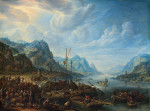 ₴ Картина пейзаж от 235 грн.: Вид на річку з човновим причалом
