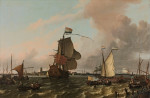 ⚓Репродукція морський пейзаж від 211 грн.: Військовий корабель Brielle на річці Маас біля Роттердама