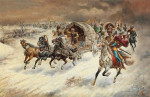 ₴ Репродукція побутовий жанр від 211 грн.: Козацький караван серед зимового пейзажу