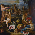 ₴ Репродукція натюрморт від 452 грн.: Путті та діти оточені фруктами, сади на відстані