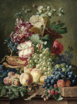 ₴ Репродукція натюрморт від 288 грн.: Квіти та фрукти на мармуровому виступі
