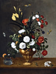 ₴ Репродукція натюрморт від 294 грн.: Гвоздика з квітами у вазі та скляній чаші