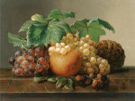 ₴ Репродукція натюрморт від 346 грн.: Натюрморт з виноградом, ожиною, апельсином і ананасом