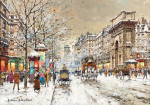 ₴ Репродукція міський краєвид 328 грн.: Засніжена вулична сцена, Порт-Сен-Мартен, Париж