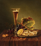 ₴ Репродукція натюрморт від 400 грн.: Натюрморт з мигдалем, устрицями, виноградом і фужером шампанського