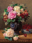 ₴ Репродукція натюрморт від 314 грн.: Натюрморт з трояндами та малиною