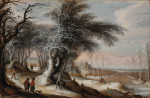 ₴ Репродукція краєвид від 338 грн.: Зимовий пейзаж з сільськими мешканцями на стежці