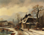 ₴ Репродукция пейзаж от 406 грн.: Зимний вид на деревню