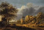 ₴ Репродукція краєвид від 415 грн.: Краєвид із зруйнованим замком Егмонд, річка за ним
