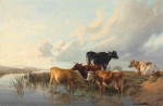 ₴ Репродукція побутовий жанр від 338 грн.: Корови біля річки