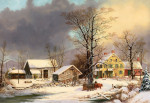 ₴ Репродукция пейзаж от 357 грн.: Зима в деревне, холодное утро