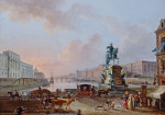 ₴ Репродукция городской пейзаж от 357 грн.: Ла-Монне, Пон-Рояль и Лувр, вид с набережной Пон-Нёф